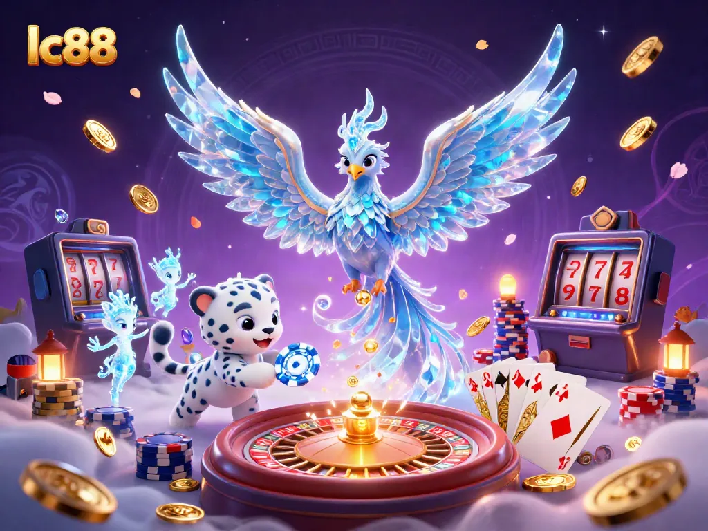 Experience exhilarating gaming at lc88 with a vibrant 3D illustration featuring dynamic casino elements.