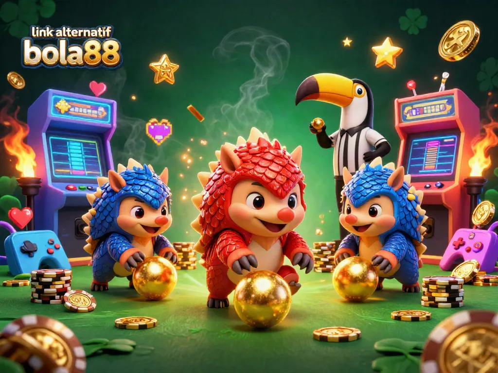 Engage with link alternatif bola88 as animated pangolins compete in a vibrant casino scene.